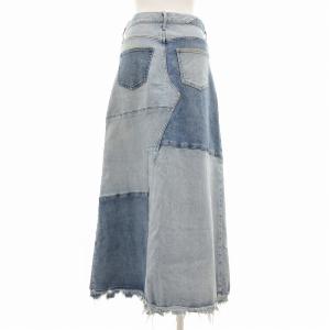upper hights パッチワークデニムスカート ひざ丈 カットオフ 加工 23 S インディゴ