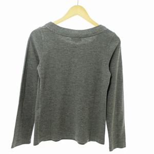 BURBERRY BLUE LABEL カットソー Tシャツ ロンT 長袖 ロゴ ワッペン 刺繍 ボートネック 38 グレー 0909