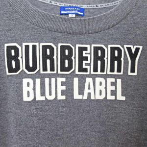 BURBERRY BLUE LABEL カットソー Tシャツ ロンT 長袖 ロゴ ワッペン 刺繍 ボートネック 38 グレー 0909