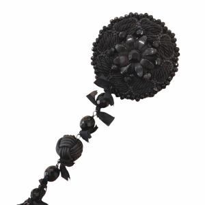 PRADA コサージュ ブローチ ピンブローチ ビーズ フラワー 黒 ブラック 小物 アクセサリー 0908