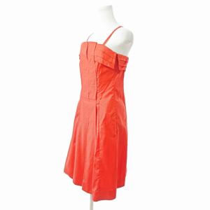 CELINE キャミワンピース 膝丈 タック アシンメトリー 36 オレンジ 0911