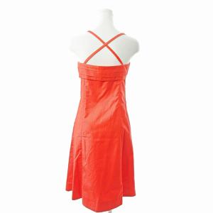 CELINE キャミワンピース 膝丈 タック アシンメトリー 36 オレンジ 0911