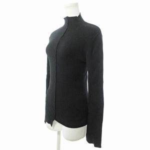 ADORE 18AW リブニット セーター カットソー 長袖 ハイネック アシンメトリー 38 黒 1004