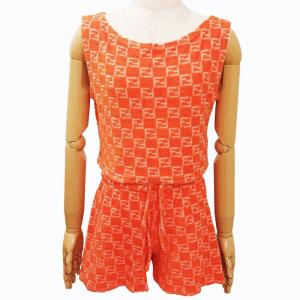 FENDI ヴィンテージ ズッカ柄 FF柄 パイル地 セットアップ カットソー ショートパンツ オレンジ
