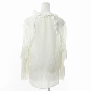 Emilio Pucci チュニックシャツ ブラウス 長袖 フリル レース シアー シルク混 レースアップ 40 白 1017