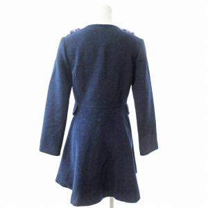 SNIDEL タグ付き SWFC145057 フレアファーコート ノーカラーコート ウール 0 紺 ネイビー 1021