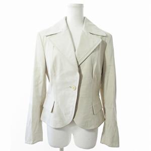 レザージャケット ブレザー 本革 革ジャン 42 アイボリー 1021