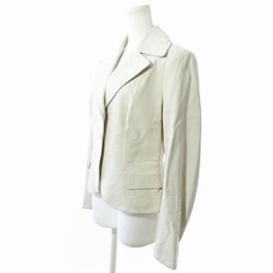 Max Mara レザージャケット ブレザー 本革 革ジャン 42 アイボリー 1021