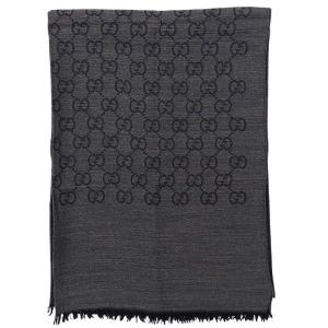 GUCCI GG柄 ウール シルク混 ストール マフラー 165903 3G646 1100 ダークグレー系