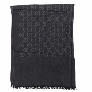 GUCCI GG柄 ウール シルク混 ストール マフラー 165903 3G646 1100 ダークグレー系