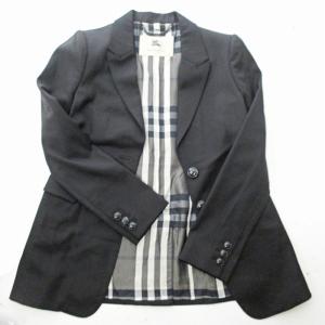 テーラードジャケット ブレザー ノバチェック裏地 ウール 42 黒 1101
