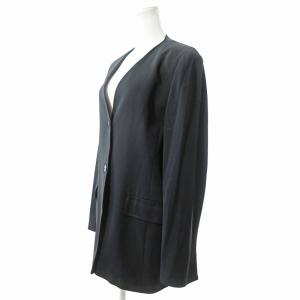 Max Mara ノーカラージャケット ブレザー ロング 44 黒 1101
