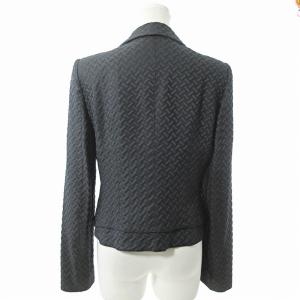 ARMANI COLLEZIONI 美品 テーラードジャケット ブレザー エンボス 総柄 44 紺 ネイビー 1030