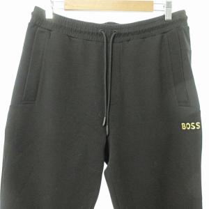 HUGO BOSS 美品 スウェットパンツ ジョガーパンツ イージーウエスト ジャージ下 ロゴ刺繍 M 黒 0906