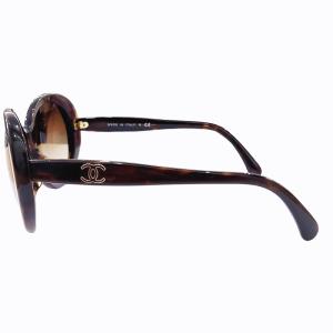 CHANEL 美品 オーバル 5238-A ココマーク ロゴ サングラス アイウェア 眼鏡 メガネ べっ甲柄 茶 ブラウン 5419 135