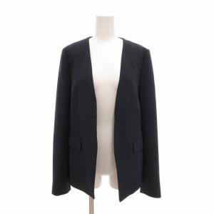 Theory 美品 ストレッチ スーツ フォーマル セットアップ 上下 カラーレス ジャケット ブレザー パンツ スラックス ボタンレス