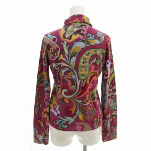 ETRO ペイズリー柄ポロシャツ カジュアルシャツ ストレッチ 長袖 42 XL ピンク