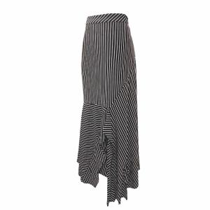 MM6 Maison Margiela タグ付 21SS ストライプ ジャージー ラップスカート フレア 変形デザイン ストレッチ有 ロング S525MA0114