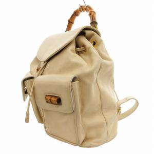 GUCCI バンブー リュックサック デイパック ゴールド金具 レザー ベージュ