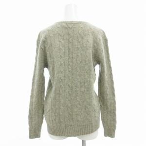 POLO RALPH LAUREN ケーブル編みニット セーター 長袖 Vネック ロゴ刺繍 カシミヤ混 M グレー