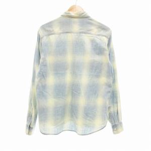 Ron Herman オンブレチェックシャツ 長袖 胸ポケット S 水色 ライトブルー