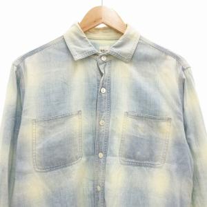 Ron Herman オンブレチェックシャツ 長袖 胸ポケット S 水色 ライトブルー