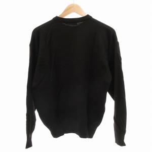 Christian Dior MONSIER ヴィンテージ ニット セーター 長袖 プリント ウール F 黒 ブラック 茶 ブラウン