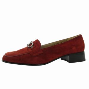 Salvatore Ferragamo ガンチーニ ローファー パンプス スクエアトゥ スエード 56789 赤 レッド 6.5 約24.0cm 1208