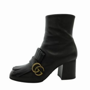 GUCCI GGマーモント レザー ショートブーツ 408210 ブラック 38