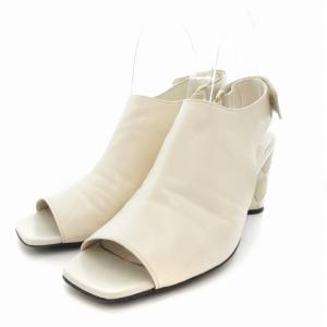 AKANE UTSUNOMIYA STYLE81 サンダル パンプス チャンキーヒール オープントゥ ストラップ レザー 24.0cm アイボリー系