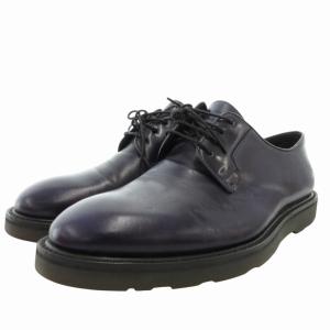 革靴 ビジネスシューズ レザー レースアップ プレーントゥ 内羽根 41 25cm 青紫 ブルー パープル