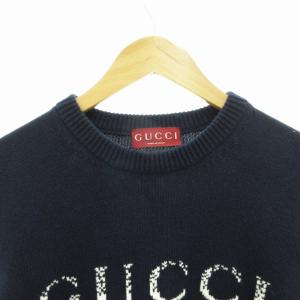 GUCCI 24AW インターシャ ウール ニット 795834 ネイビー S