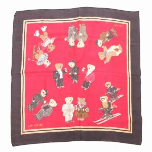 RALPH LAUREN ポロベア シルクスカーフ ストール ロゴ 赤 レッド 黒 ブラック