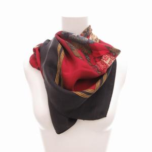 RALPH LAUREN ポロベア シルクスカーフ ストール ロゴ 赤 レッド 黒 ブラック