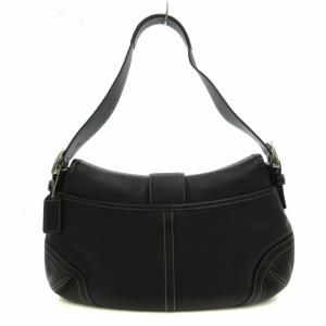 COACH ソーホーレザーフラップホーボー ワンショルダーバッグ ハンドバッグ レザー ステッチ 黒 ブラック 9248
