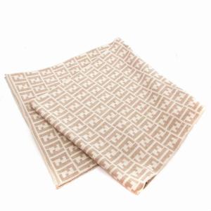 FENDI 美品 ズッカ柄 ウール マフラー ストール 大判 50 ベージュ