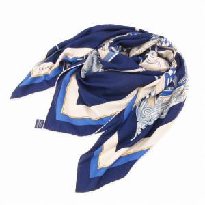 カレ140 COUPE DE GALA カレジェアン 大判スカーフ カシミヤ ブルー