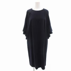 コンパクトジョーゼットレイヤードスリーブワンピース 五分袖 ロング 36 S 531-7240815