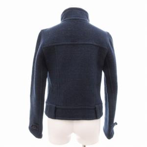 BURBERRY BLUE LABEL ジャケット ブルゾン スタンドカラー 比翼ボタン 裏地チェック ウール 国内正規 38 M 青 ブルー