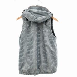 MIHARA YASUHIRO 転写ベスト 2WAY ジップアップ フード付き パイソン柄 蛇柄 ナチュラル 水色系