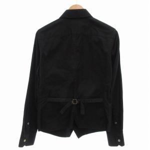 MIHARA YASUHIRO ドッキングシャツ ベスト カジュアル 比翼ボタン ロゴ 刺繍 長袖 M 黒 ブラック