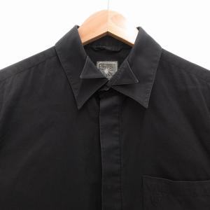 MIHARA YASUHIRO ドッキングシャツ ベスト カジュアル 比翼ボタン ロゴ 刺繍 長袖 M 黒 ブラック