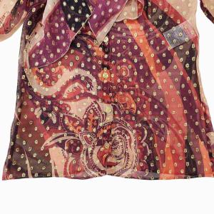 Emilio Pucci ボウタイ付 総柄シルクシャツ ブラウス フリル パフスリーブ 金ボタン マルチカラー 6