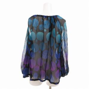 DIANE von FURSTENBERG シャツ ブラウス ドット 水玉 リボン シルク シアー 長袖 4 M