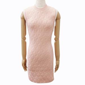FENDI 21年 ズッカ柄 ビスコート ドレス ワンピース FF柄 36 ピンク