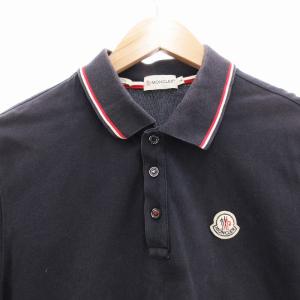 MONCLER Slim Fit ポロシャツ カットソー ロゴ 半袖 L 紺 ネイビー