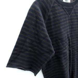 eYe JUNYA WATANABE MAN Tシャツ カットソー 五分袖 Vガゼット ボーダー  S グレー 紺 ネイビー /SM33 GY03