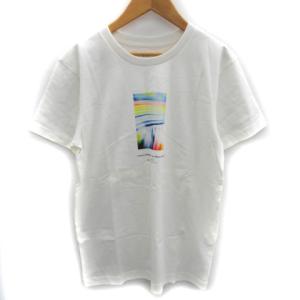 Tシャツ カットソー 半袖 ラウンドネック プリント S 白 ホワイト /SM2 GY03