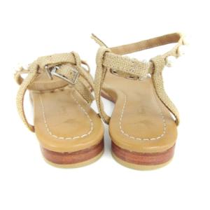 TSURU by Mariko Oikawa ストラップサンダル フラット フェイクパール 34 22.5?p ブラウン 茶 /YM5 GY19