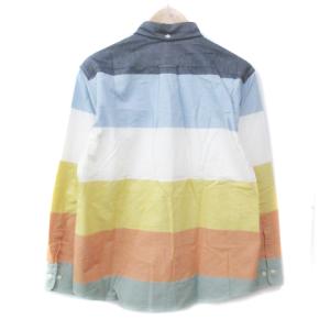 VAN JAC カジュアルシャツ 長袖 ボタンダウン マルチボーダー柄 L 白 水色 ホワイト ライトブルー /FF35